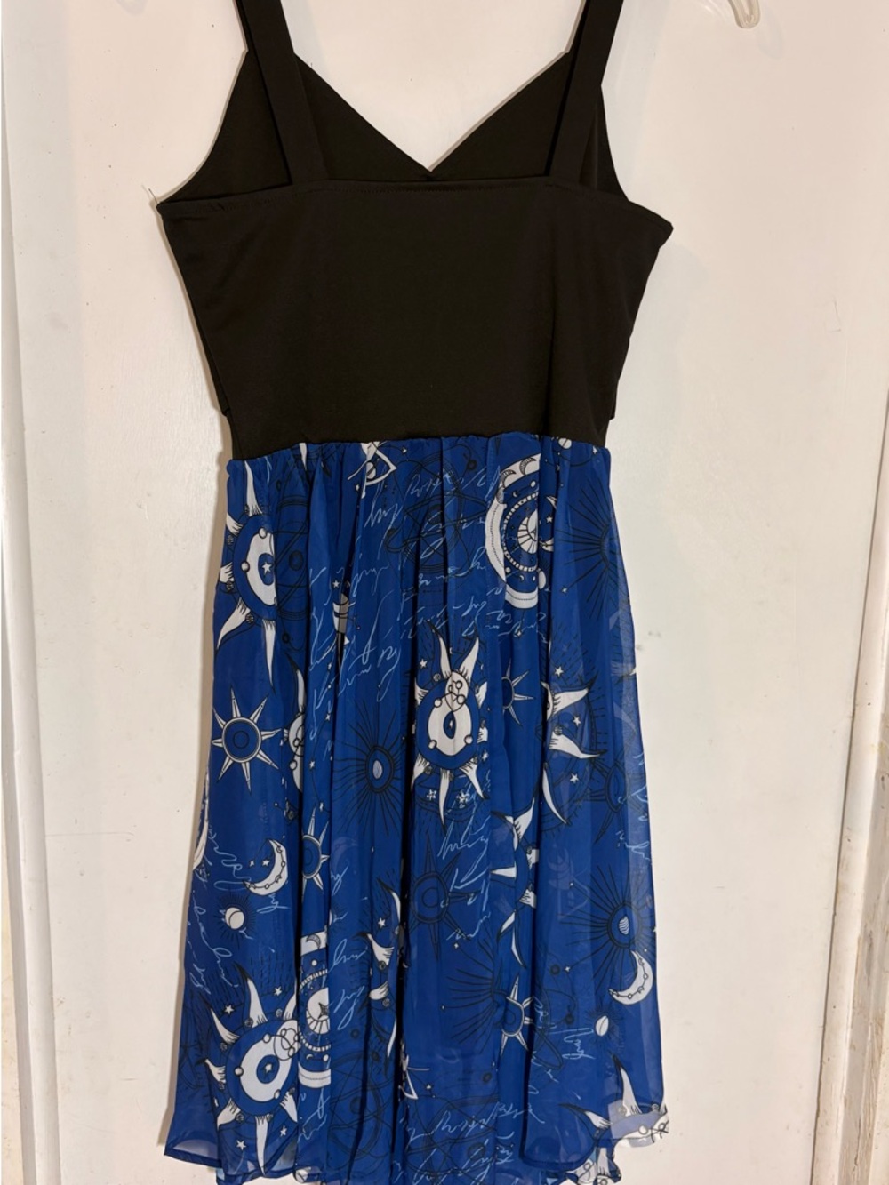 Black & Royal Blue Celestial Print Dress